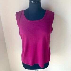 COMFORT CHIC Blouse Pink Purple Shirt Silk Tencel Blend Top Cap Sleeve
